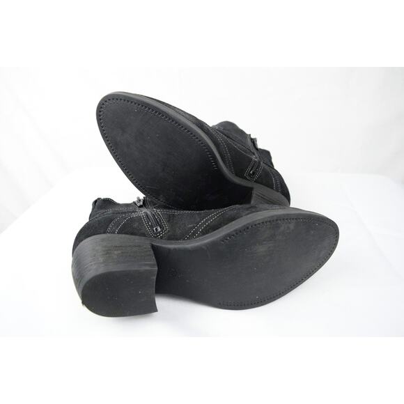 Taos Howdy Black Suede Block Heel Ankle Western Biker Bootie EUR. 36 US 5-5.5 - Picture 6 of 8
